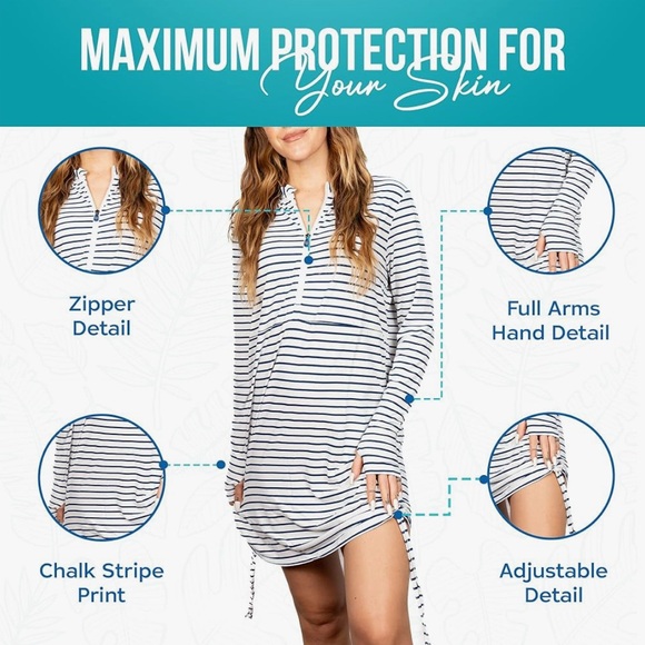 Banana Boat NEW Swim Coverup White and Navy XXL - Picture 5 of 9